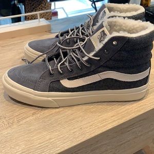 Vans Sk8-Hi Gray Suede with Sherpa Lining